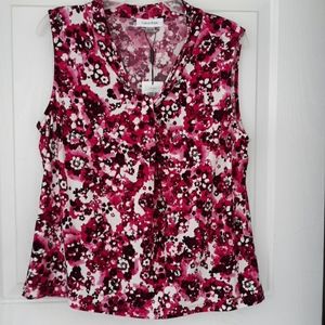 NWT Calvin Klein Pink White Floral Sleeveless top
